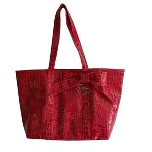 Disney Parks Mickey Mouse Red Faux Croc Tote Bag EUC